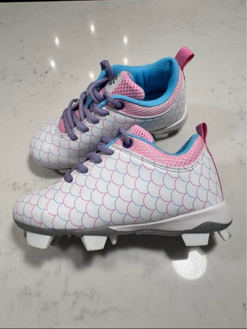 Girls Mermaid-Scale Kids Sneakers in Pink & Blue